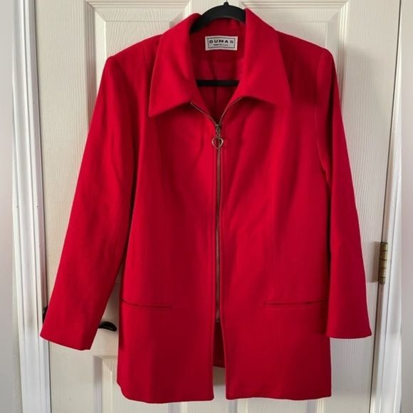 Dumas 100% Wool Red Zip Jacket, Sz Lg Made in USA - Picture 3 of 15